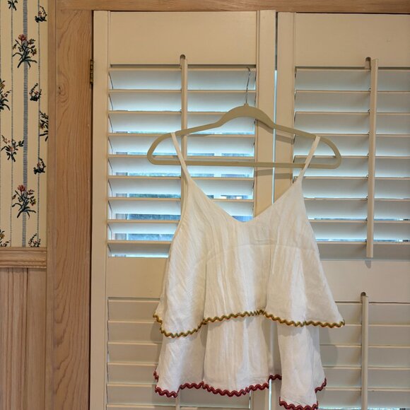 White embroidered hem tank top - Picture 4 of 4